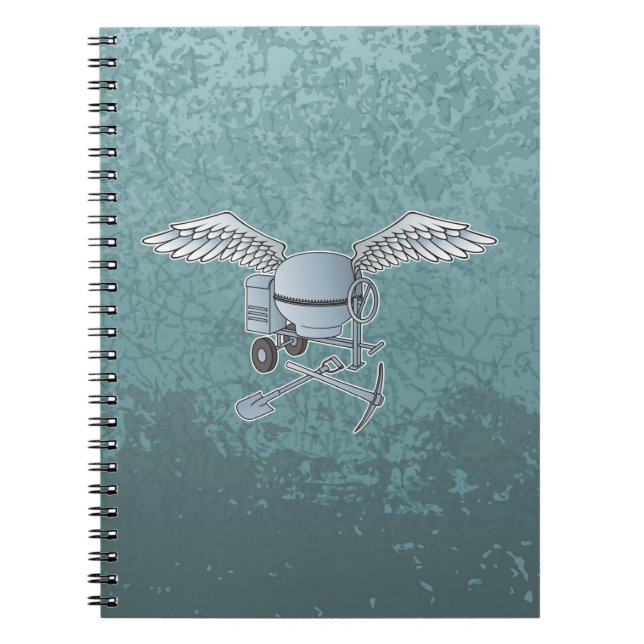 Concrete mixer blue-gray notebook (Front)