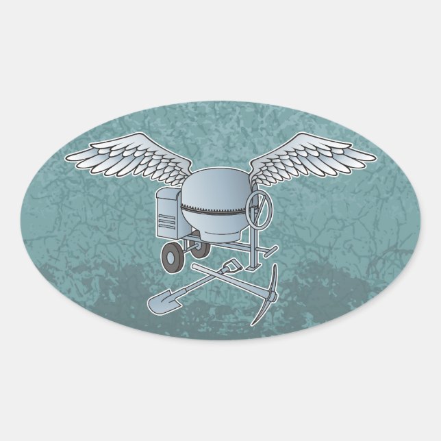 Concrete mixer blue-gray oval sticker (Front)