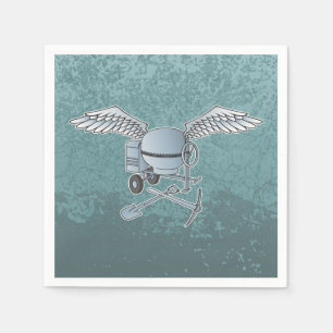 Concrete mixer blue-gray paper napkins