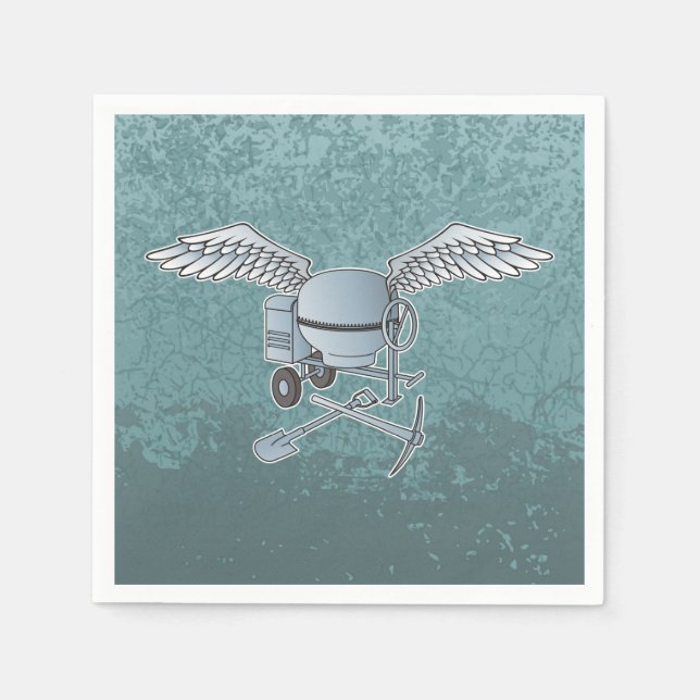 Concrete mixer blue-gray paper napkins (Front)