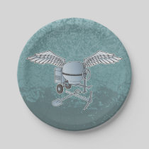 Concrete mixer blue-gray paper plates