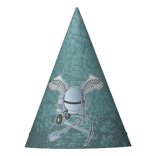 Concrete mixer blue-gray party hat (Front)