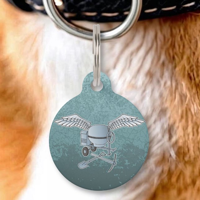 Concrete mixer blue-gray pet ID tag (Creator Uploaded)
