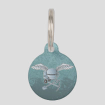 Concrete mixer blue-gray pet ID tag