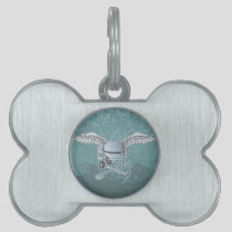 Concrete mixer blue-gray pet name tag