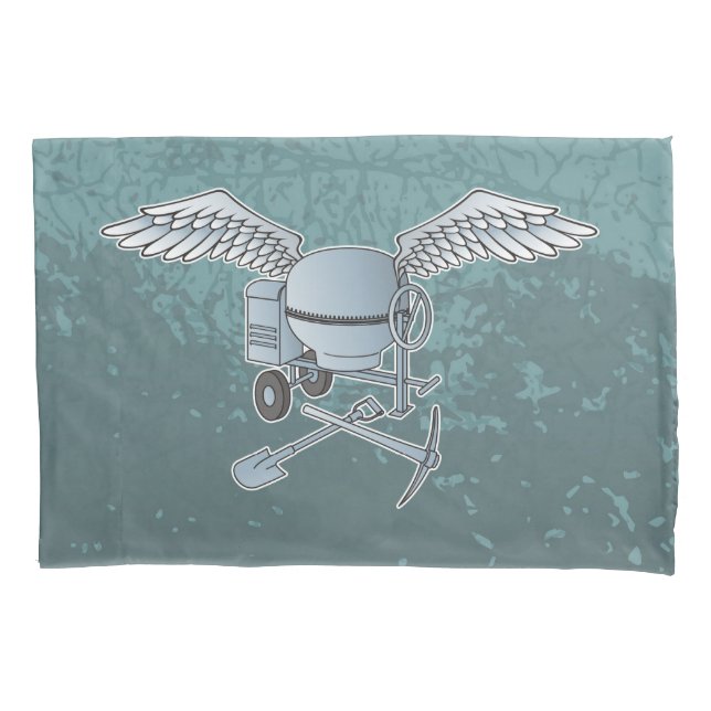 Concrete mixer blue-gray pillowcase (Front)