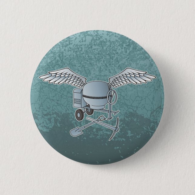 Concrete mixer blue-gray pinback button (Front)