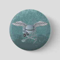 Concrete mixer blue-gray pinback button