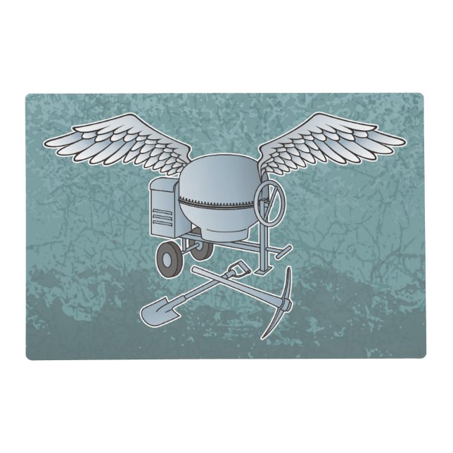 Concrete mixer blue-gray placemat (Front)
