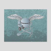 Concrete mixer blue-gray postcard