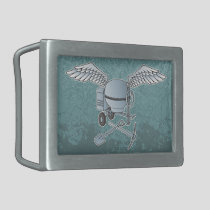 Concrete mixer blue-gray rectangular belt buckle