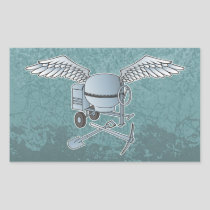 Concrete mixer blue-gray rectangular sticker