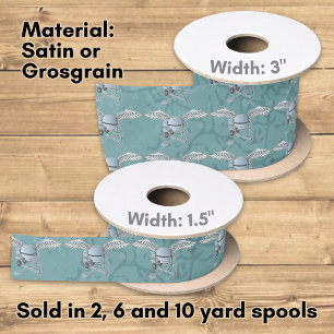 Concrete mixer blue-gray satin ribbon