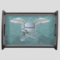 Concrete mixer blue-gray serving tray