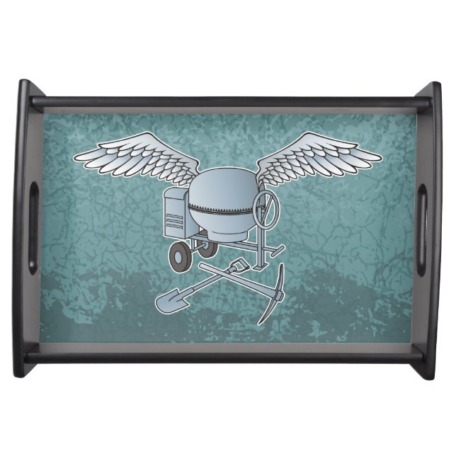 Concrete mixer blue-gray serving tray (Front)