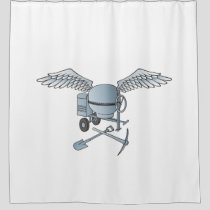 Concrete mixer blue-gray shower curtain