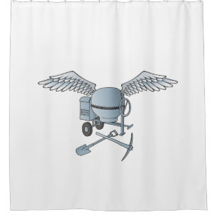 Concrete mixer blue-gray shower curtain