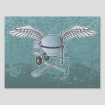 Concrete mixer blue-gray sign