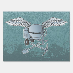 Concrete mixer blue-gray sign