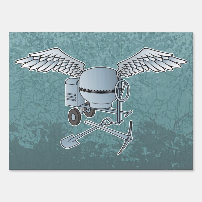 Concrete mixer blue-gray sign (Front)