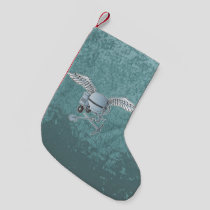 Concrete mixer blue-gray small christmas stocking