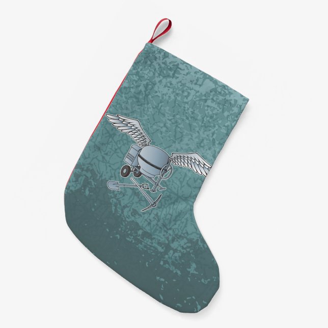 Concrete mixer blue-gray small christmas stocking (Front (Hanging))