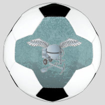 Concrete mixer blue-gray soccer ball