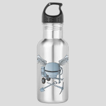 Concrete mixer blue-gray stainless steel water bottle