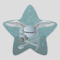 Concrete mixer blue-gray star sticker