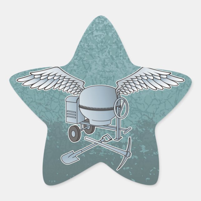 Concrete mixer blue-gray star sticker (Front)