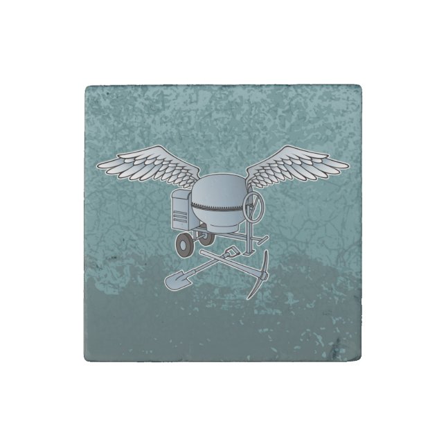 Concrete mixer blue-gray stone magnet (Front)