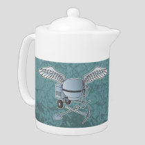 Concrete mixer blue-gray teapot