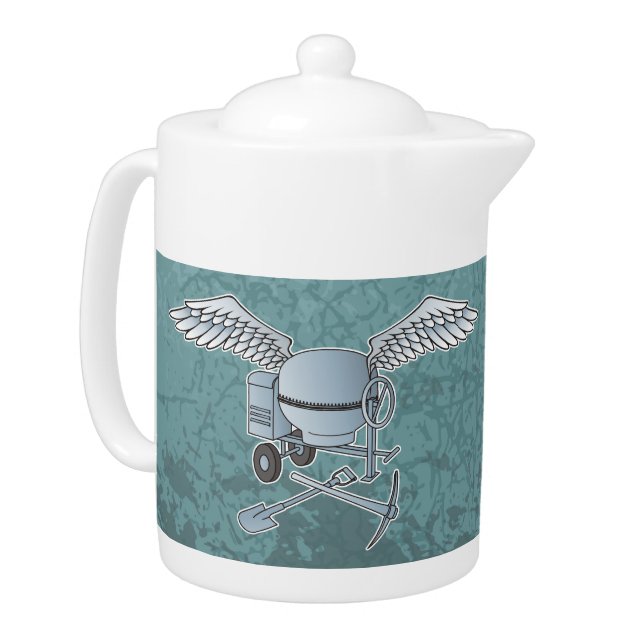 Concrete mixer blue-gray teapot (Left)