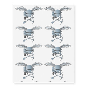 Concrete mixer blue-gray temporary tattoos