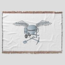Concrete mixer blue-gray throw blanket