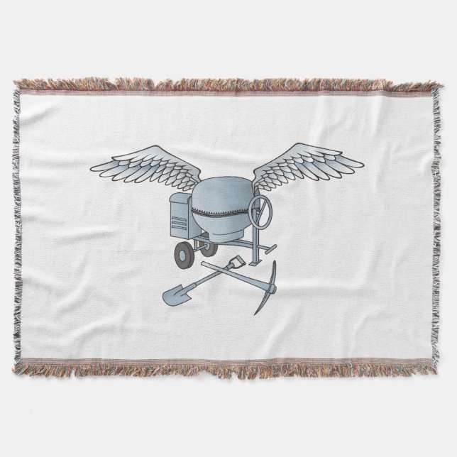 Concrete mixer blue-gray throw blanket (Front)