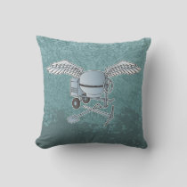 Concrete mixer blue-gray throw pillow