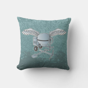 Concrete mixer blue-gray throw pillow
