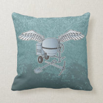Concrete mixer blue-gray throw pillow