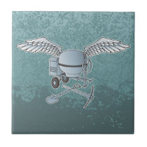 Concrete mixer blue-gray tile