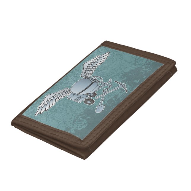 Concrete mixer blue-gray tri-fold wallet (Bottom)