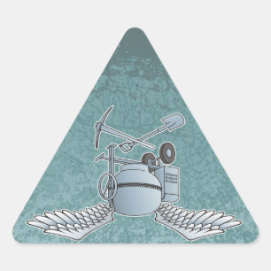Concrete mixer blue-gray triangle sticker