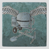 Concrete mixer blue-gray trivet