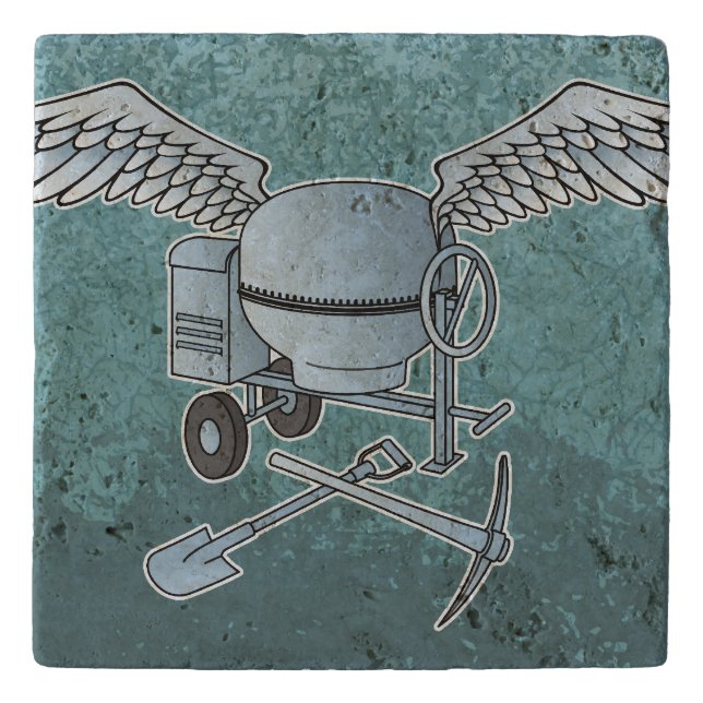 Concrete mixer blue-gray trivet (Front)