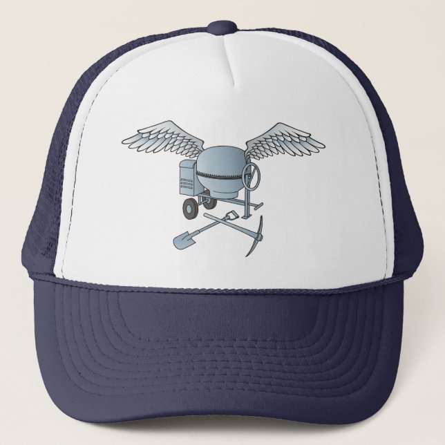 Concrete mixer blue-gray trucker hat (Front)