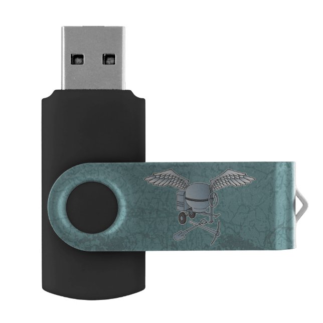 Concrete mixer blue-gray USB flash drive (Opened)