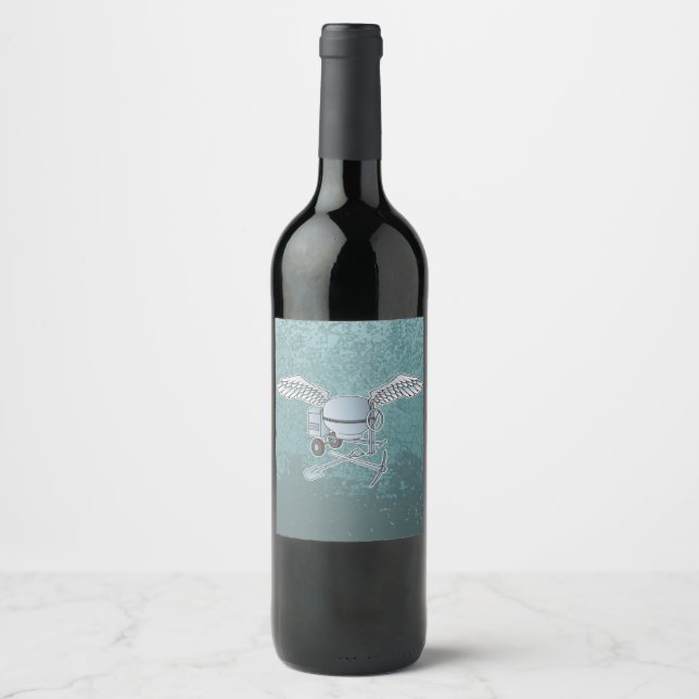 Concrete mixer blue-gray wine label (Front)