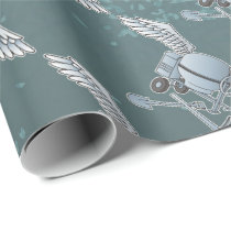 Concrete mixer blue-gray wrapping paper