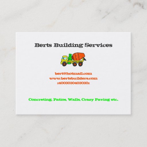 Customizable Concrete Mixer Business Cards
