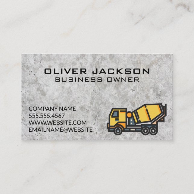 Concrete Mixer | Concrete Texture Background Business Card (Front)